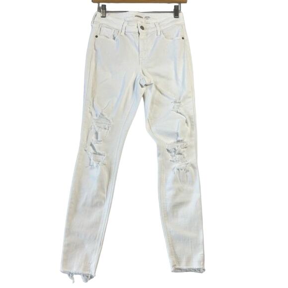 Old Navy Women’s Rockstar Super Skinny Ankle Mid Rise 2 White Stretchy - Picture 1 of 4
